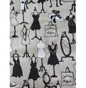 Toile PolyCoton : Dressing. Noir (Coupon Grand Format) - Tissus LM