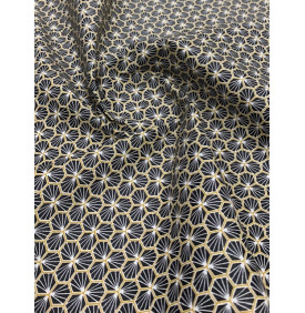 Coton Enduit – Riad Noir – Motif Géométrique | Coupon 50x160 cm