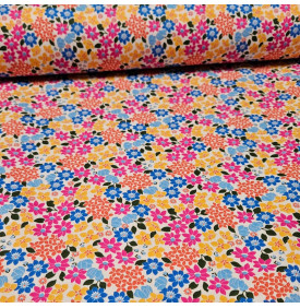 Coton Enduit – Gladys Rose Jaune – Motif Fleuri | Coupon 50x140 cm