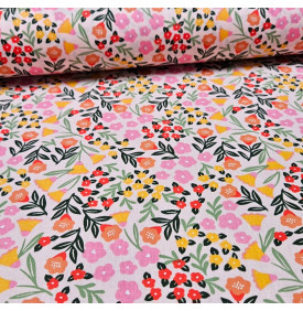 Coton Enduit "Martine"             Rose / Vert - Tissus LM
