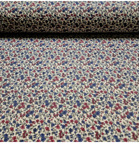 Coton Enduit "Léonie"                       Bleu / Rouge - Tissus LM