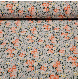 Tissus Imprimé : Chichi. Corail - Tissus LM