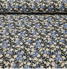 Tissus Coton Imprimé : Chichi. Bleu Marine - Tissus LM
