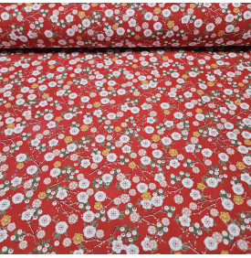 Tissus Coton Imprimé : Hokkaido. Rouge - Tissus LM