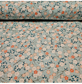 Coupon Coton Imprimé : Hokkaido. Ciel - Tissus LM
