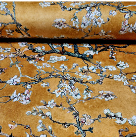 Tissu Velours "Amandiers"               Jaune - Tissus LM