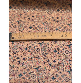 Coupon Liège Imprimé Ethnique Multicolore – Motif Mosaïque – 50 x 70 cm