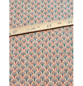 Coupon Liège Imprimé Art Déco – Motif Éventails Multicolores – 50 x 70 cm