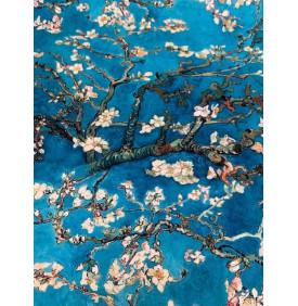 Tissu Velours "Amandiers" Bleu Turquoise - Tissus LM