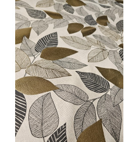 Coupon Toile Palace "Folior Foil" Noir - 50 x 70 cm - Tissu Ameublement