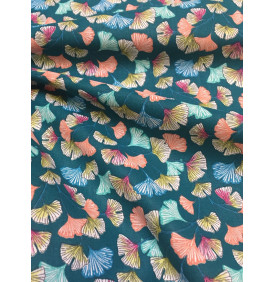 Coupon Coton Imprimé "Aphrodite" Bleu Émeraude – 1 m x 150 cm – Tissu Couture & Déco