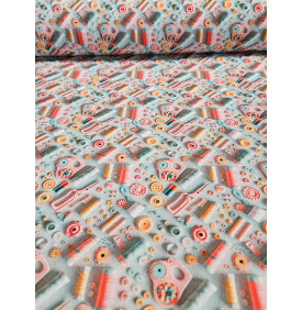 Coton Imprimé - Couture 3D. Vert ( Coupon Grand Format ) - Tissus LM