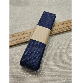 Sangle Coton Lurex. Bleu Marine / Argent - Tissus LM