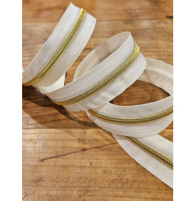 Fermeture Nylon 5mm : Lurex. Ivoire / Or - Tissus LM