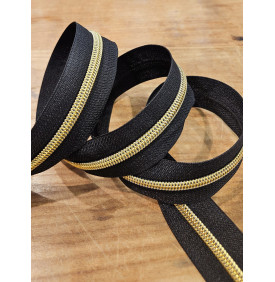 Fermeture Nylon 5 mm : Lurex. Noir/ Or - Tissus LM