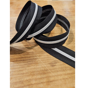 Fermeture Nylon 5 mm : Lurex. Noir/ Argent - Tissus LM