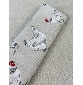 Coupon Toile Palace "Bianca" Blanc/ Noir - 50 x 140 cm - Tissu Ameublement