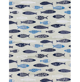 Coupon Toile Palace Sardines – Bleu – 50 x 140 cm - Tissus LM