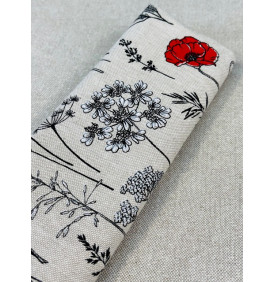 Toile PolyCoton : Graminées. Rouge (Coupon Grand Format) - Tissus LM