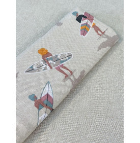 Coupon Toile Palace "Surfeurs" Multicolore - 50 x 140 cm - Tissu Ameublement