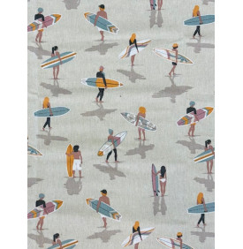 Coupon Toile Palace "Surfeurs" Multicolore - 50 x 140 cm - Tissu Ameublement