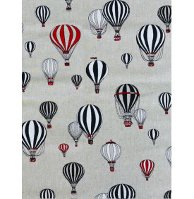 Coupon Toile Palace Tuileries – Montgolfières Rouge & Noir – 50 x 140 cm - Tissus LM