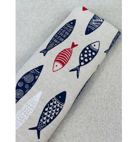 Toile PolyCoton : Sardines. Rouge/ Navy (Coupon Grand Format) - Tissus LM