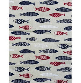 Coupon Toile Palace Sardines – Rouge / Navy – 50 x 140 cm | Tissus LM