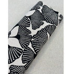 Toile PolyCoton : Gingko Wax. Noir (Coupon Grand Format) - Tissus LM