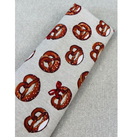 Toile PolyCoton : Bretzels. Marron (Coupon Grand Format) - Tissus LM