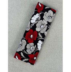 Coupon Toile Palace "Pavot" Noir/ Rouge - 50 x 140 cm - Tissu Ameublement