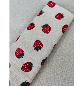 Coupon Toile Palace "Fraises" Rouge - 50 x 160 cm - Tissu Ameublement