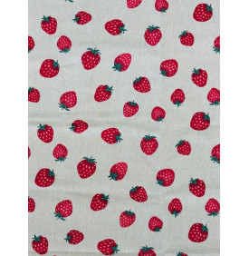 Coupon Toile Palace "Fraises" Rouge - 50 x 160 cm - Tissu Ameublement