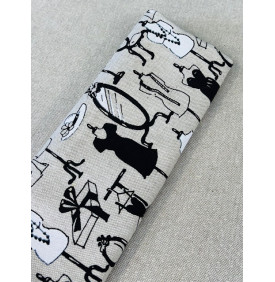 Coupon Toile Palace "Dressing" Noir - 50x140 cm - Tissu Ameublement