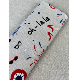 Toile PolyCoton Allez La France. Bleu/ Blanc/ Rouge (Coupon Grand Format) - Tissus LM