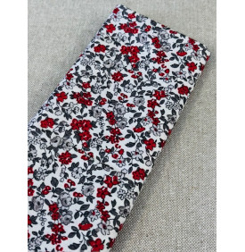 Coupon Coton Enduit : Léonie. Beige/ Rouge (50x160 cm) - Tissus LM