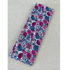 Coton Enduit – Apolline Bleu Rouge – Motif Fleuri | Coupon 50x160 cm