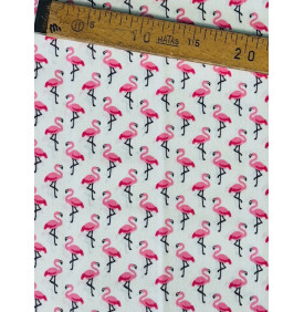Coton Enduit – Flamingo Crème Rose – Motif Flamant Rose | Coupon 50x160 cm