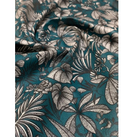 Coton Enduit – Java Océan – Motif Jungle Exotique | Coupon 50x160 cm