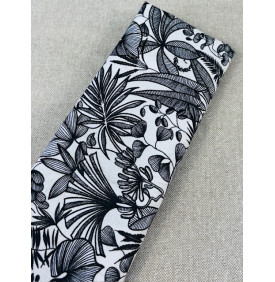 Coupon Coton Enduit “Java” Blanc / Noir – 50 x 160 cm – Tissu Imperméable