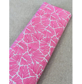 Coupon Coton Enduit / Motif Graphique - Antibes Rose & Blanc