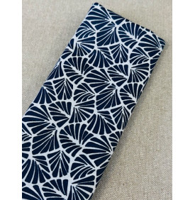 Coton Enduit – Antibes Pétrole – Éventails Graphiques | Coupon 50 x 160 cm