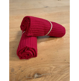 Coupon éponge Nid d'Abeille Grenat - Tissu Absorbant et Moderne