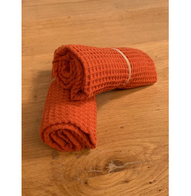Coupon éponge Nid d'Abeille Rouille - Tissu Absorbant et Moderne