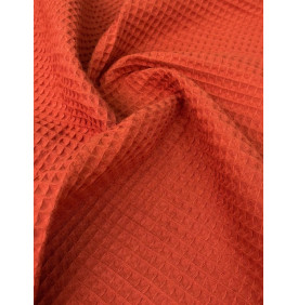 Tissu Éponge Nid d'Abeille Rouille- Tissu Absorbant et Moderne