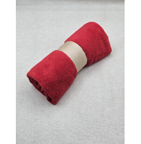 Coupon Tissu Éponge Velours Rouge- Doux, Absorbant (50x70 cm) - Tissus LM