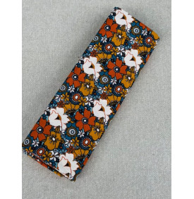 Coton Imprimé – Floralie Caramel – Fleurs Rétro – Coupon 1 m x 140 cm
