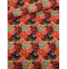 Coupon Liège Imprimé Floral Multicolore – 50 x 70 cm – Tissu Créatif & Maroquinerie