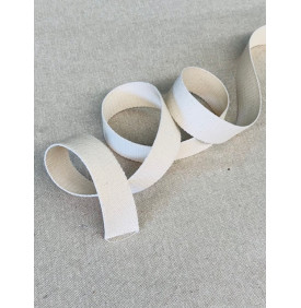 Sangle Coton 30 mm Écru. Métallisé Argent (98% Coton, 2% Lurex Argent) - Tissus LM