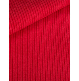 Coupon Velours Côtelé "Huggy" Vermillon - Côtes 5 mm – 50 x 140 cm – Tissu d’Ameublement